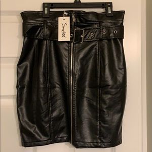 High waist faux leather mini skirt